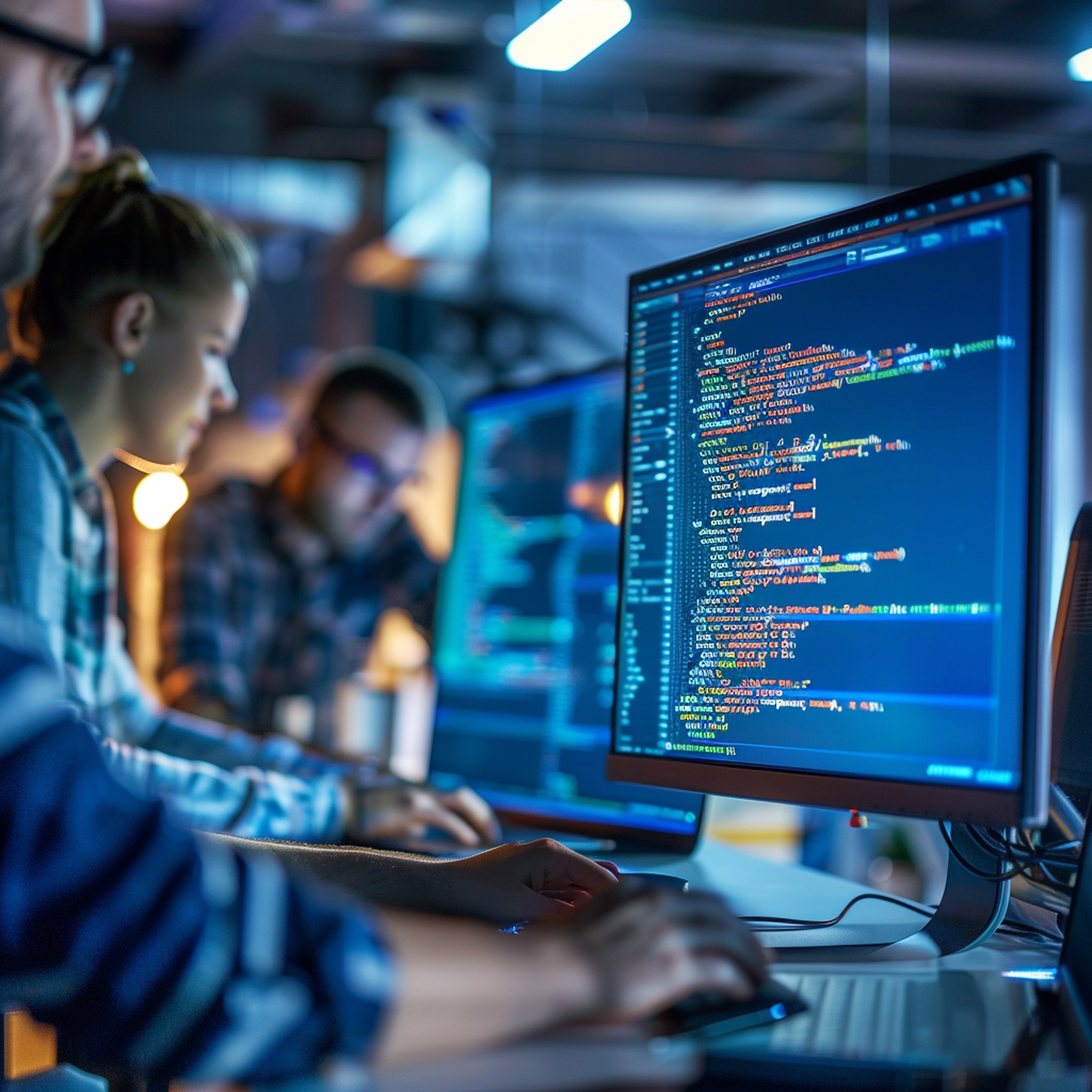 DevOps Team working on computers